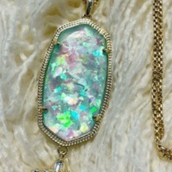 Kendra Scott Rayne Mint Opal Gold Tone Tassel Necklace NWOT - Picture 1 of 4